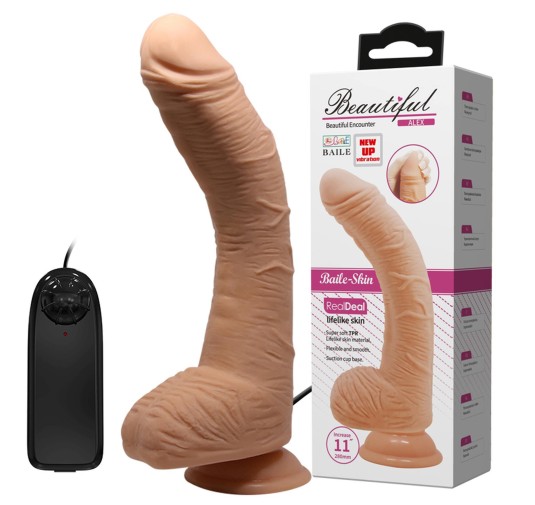 Dildo zakrzywiony penis przyssawka pilot 28 cm